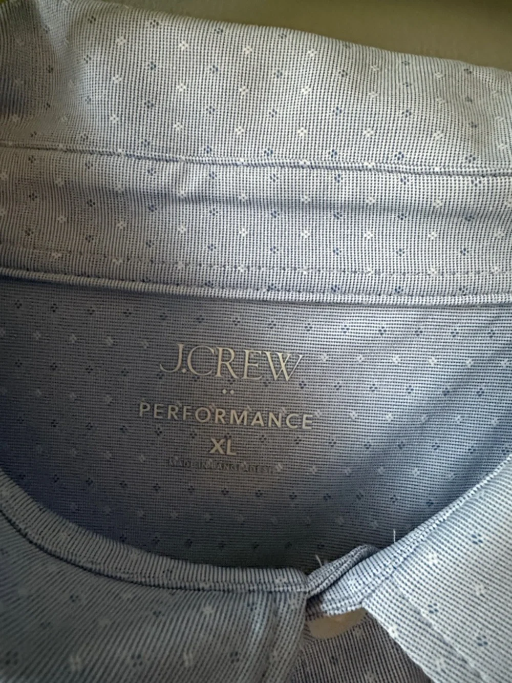 J. Crew NWT  Dobby all day performance‎ Light Blue button front Shirt men's XL